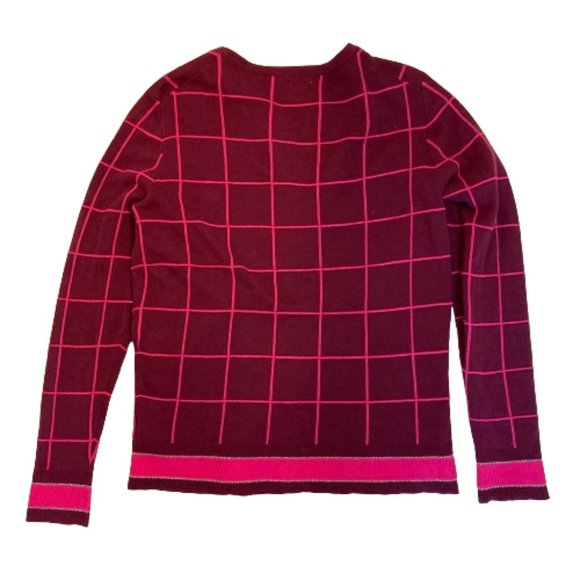 A New Day Cotton Cardigan Sweater in Wine and Pink, Sparkle Trim, sz Sm/Medium - Picture 6 of 8